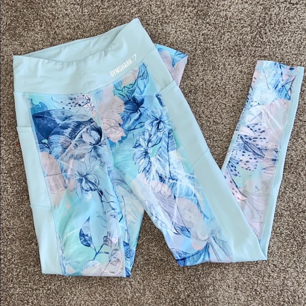 gymshark  aqua blue and floral leggings